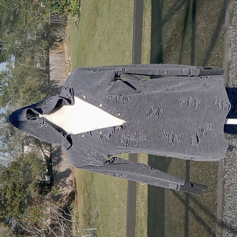 Vintage Daytrip Distressed/Ripped/Destroyed Lightweight Gray Hoodie Size Small